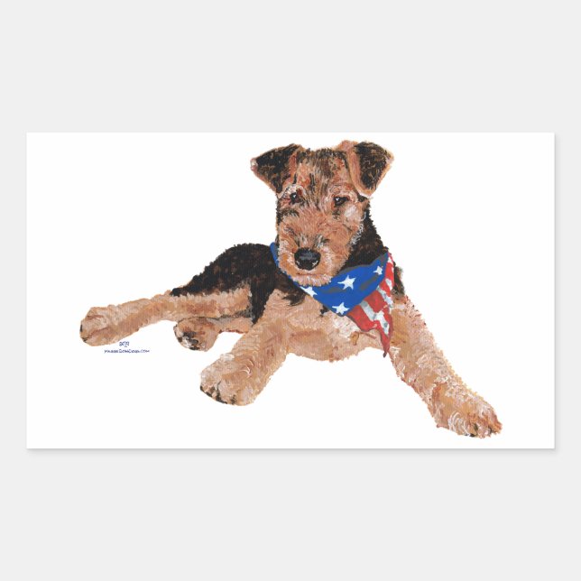 Sticker Rectangulaire Patriotic Terrier Puppy (Devant)