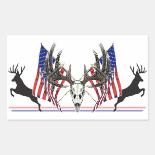 Sticker Rectangulaire Patriotic Whitetail