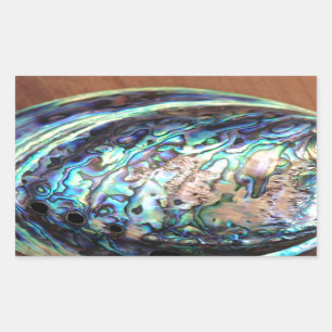 Sticker Rectangulaire Paua abalone détail de coquillages bleu et vert