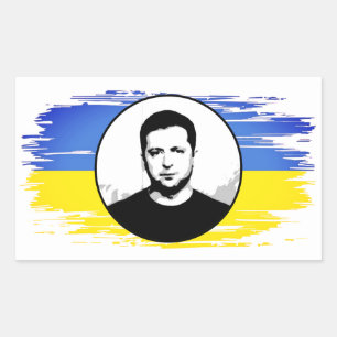 Sticker Rectangulaire Pavillon bleu jaune d'Ukraine Zelenskyy