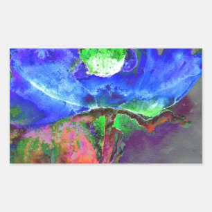 Sticker Rectangulaire pavot bleu floral Abstrait