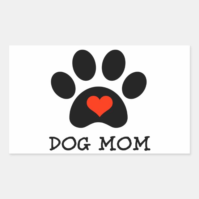 Sticker Rectangulaire Pawprint Chien Maman (Devant)