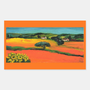 STICKER RECTANGULAIRE PAYSAGE DE TOSCANE AVEC DÉBORDEMENT