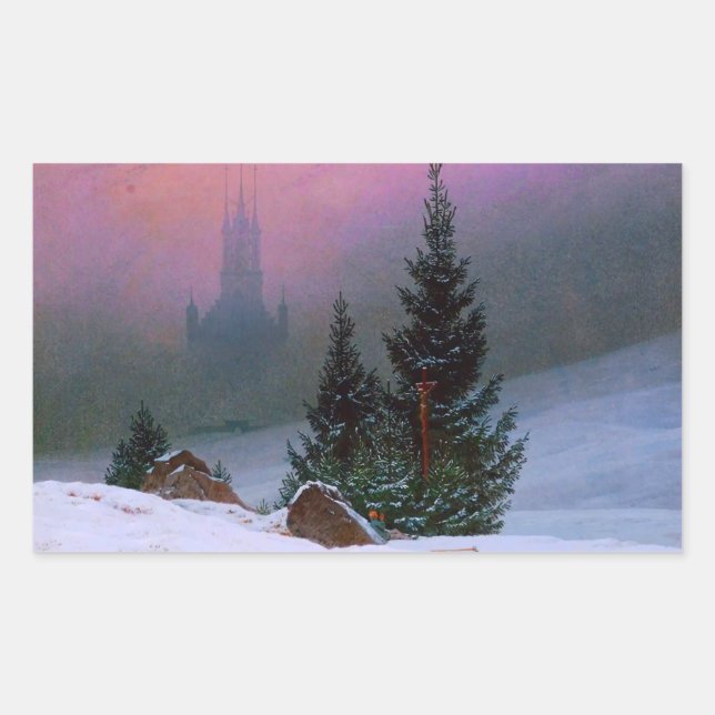 Sticker Rectangulaire Paysage d'hiver Caspar David Friedrich (Devant)