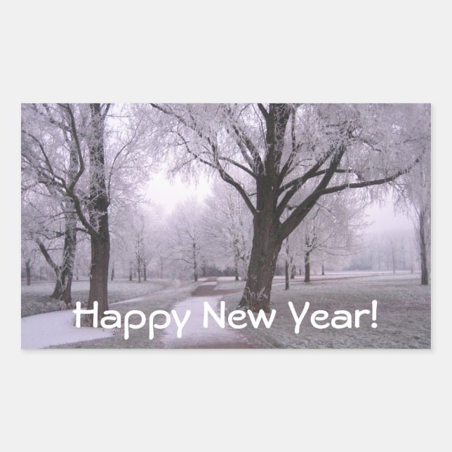 Sticker Rectangulaire Paysage hivernal (Devant)