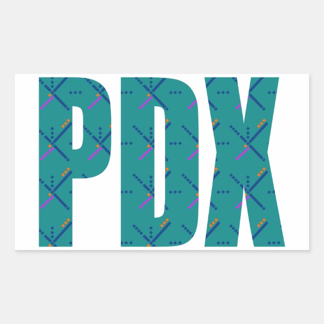 Sticker Rectangulaire PDX Portland - Texte du tapis de l'aéroport (Devant)