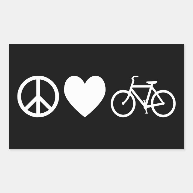 Sticker Rectangulaire Peace Love and Bicycles (Devant)