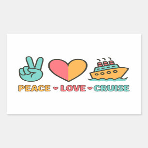 Sticker Rectangulaire Peace Love Cruise Vacances