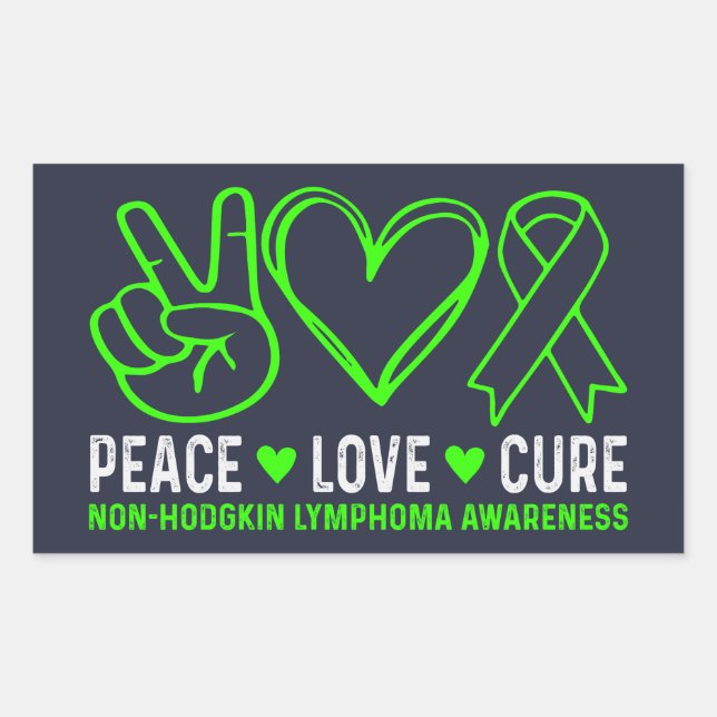 Sticker Rectangulaire Peace Love Cure Lymphoma Sensibilisation (Devant)
