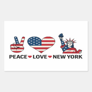 Sticker Rectangulaire Peace Love New York