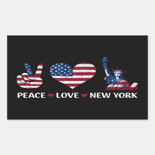 Sticker Rectangulaire Peace Love New York