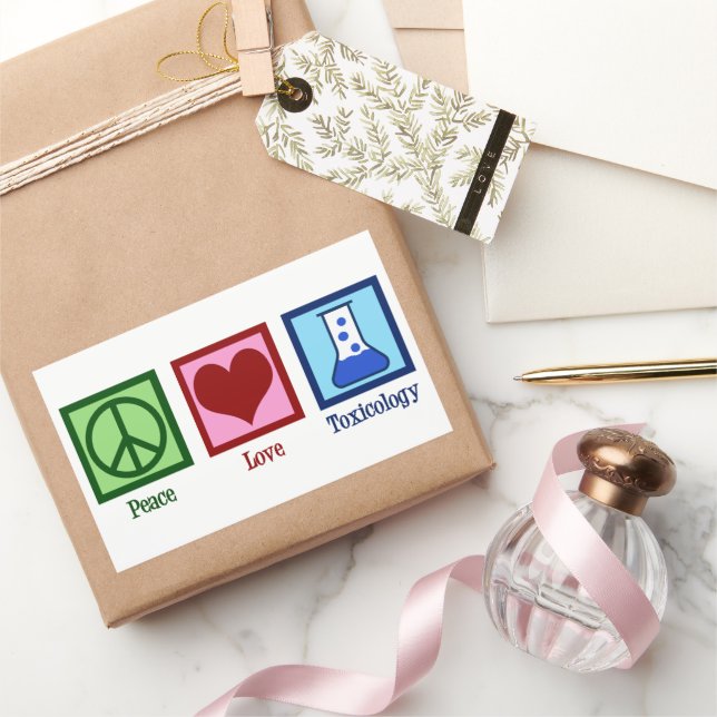 Sticker Rectangulaire Peace Love Toxicology Cute Toxicologist (Cadeaux)