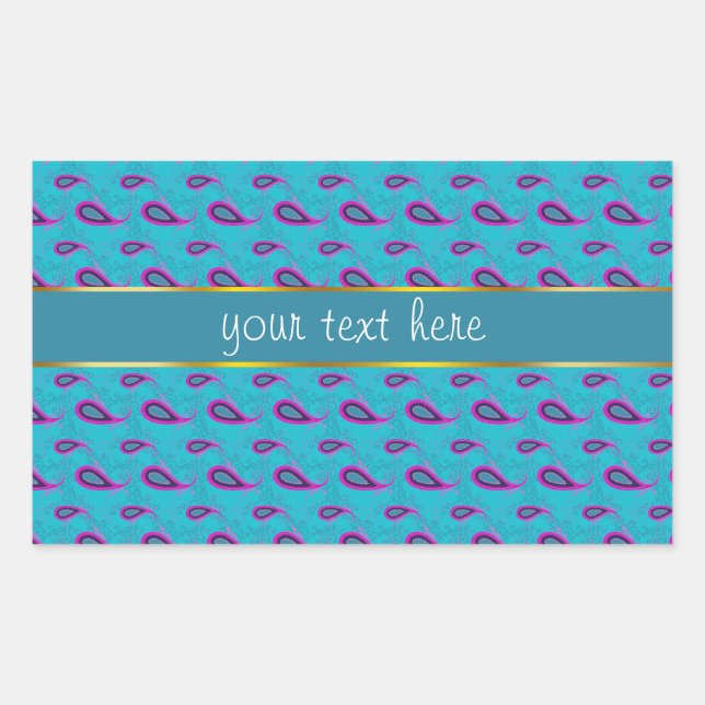 Sticker Rectangulaire Peacock Blue Paisley (Devant)