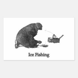 Sticker Rectangulaire Pêche à la glace