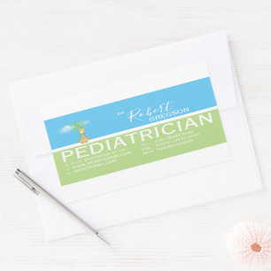Sticker Rectangulaire Pédiatre Girafe Mignon / Pédiatre Girafe Mignonne