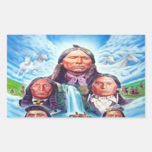 Sticker Rectangulaire Peindre les fameux chefs indiens Amérindiens