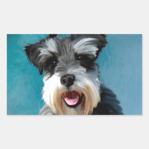 Sticker Rectangulaire Peinture à l'aquarelle de Schnauzer Nain