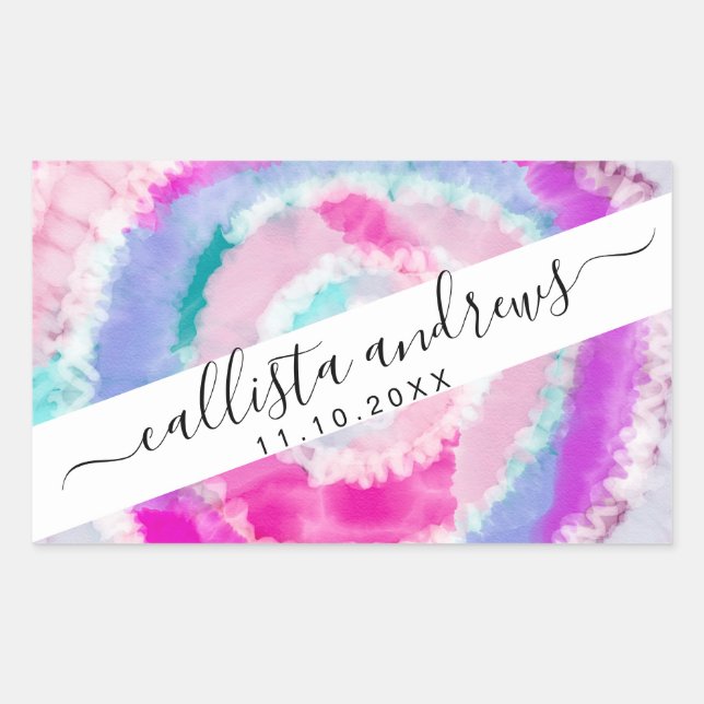 Sticker Rectangulaire Peinture à tarte blanche rose Fille moderne Abstra (Devant)