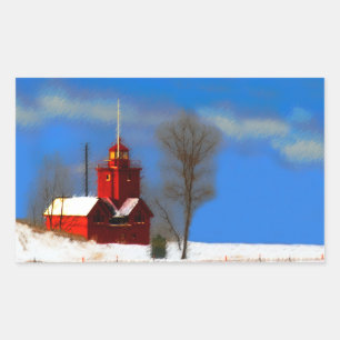 Sticker Rectangulaire Peinture de phare rouge - Art original