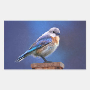 Sticker Rectangulaire Peinture pour oiseaux bleus (femelle) - Art origin