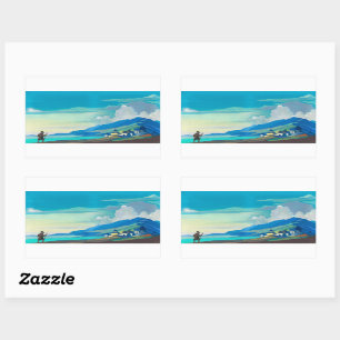 Sticker Rectangulaire Pèlerin de la ville radiante par Nicholas Roerich