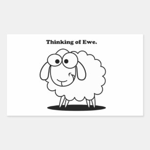 Sticker Rectangulaire Penser à l'agneau d'Ewe Mouton mignon dessin