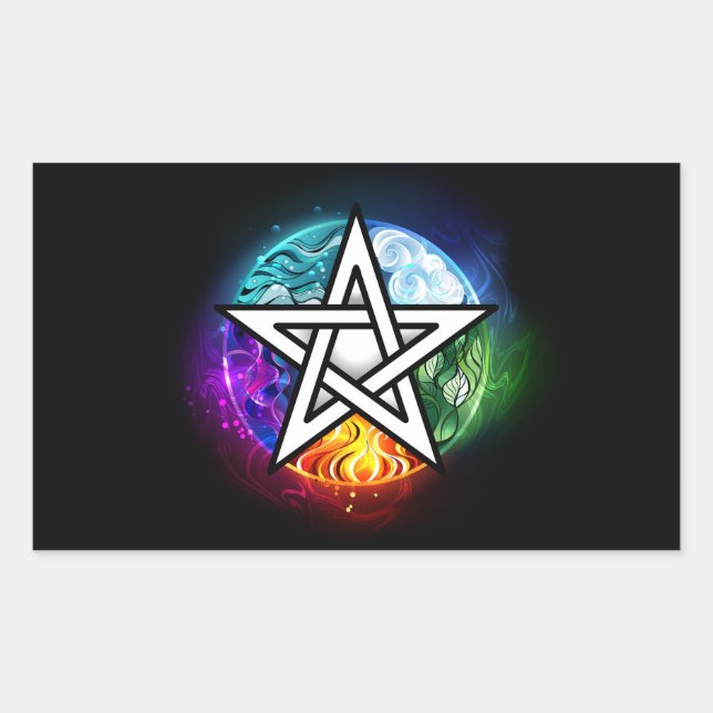 Sticker Rectangulaire pentagramme du Wiccan (Devant)