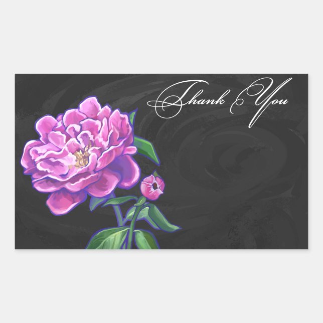 Sticker Rectangulaire Peonies Merci (Devant)