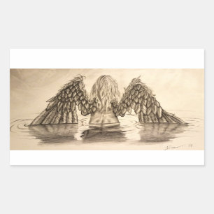 Sticker Rectangulaire Perdu peu de conception de dessin d'ange