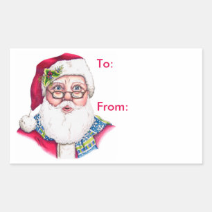 Sticker Rectangulaire Père Noël - Balises cadeaux