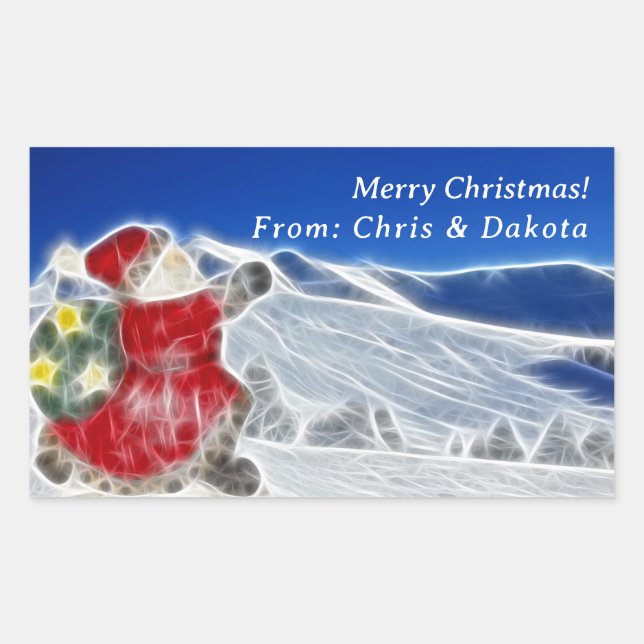 Sticker Rectangulaire Père Noël, Dashu Thru The Snow Christmas (Devant)