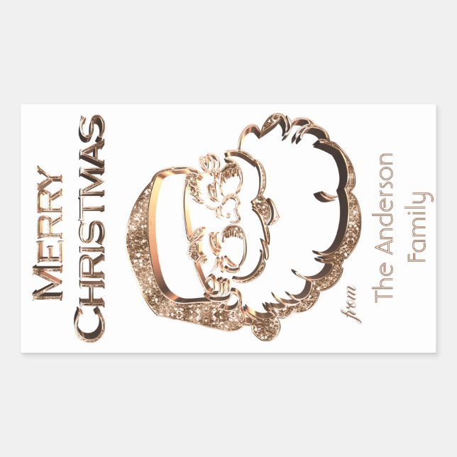 Sticker Rectangulaire Père Noël Père Noël Élégant Or (Devant)