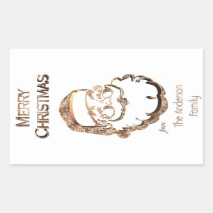 Sticker Rectangulaire Père Noël Père Noël Élégant Or