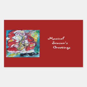 STICKER RECTANGULAIRE PÈRE NOËL & SAX, PARTI NOËL