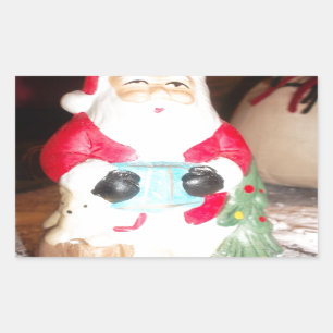 Sticker Rectangulaire Père Noël vintage amusant avec l'art de la neige I