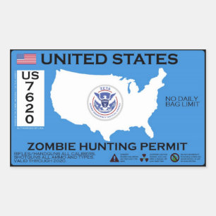 Sticker Rectangulaire Permis de chasse zombie - ZETA
