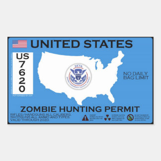 Sticker Rectangulaire Permis de chasse zombie - ZETA