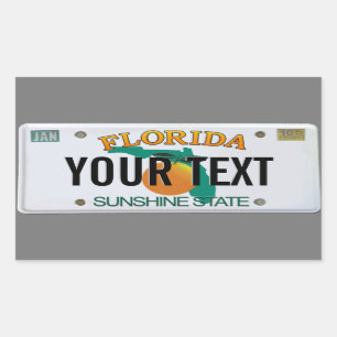Sticker Rectangulaire (Personnalisable) Plaque de licence Floride
