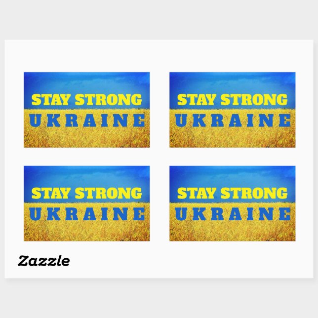 Sticker Rectangulaire Personnalisable Ukraine bleu ciel jaune champ de b (Feuille)