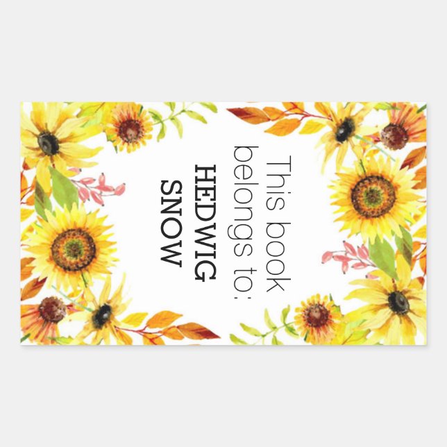 Sticker Rectangulaire Personnalisé ce livre appartient à la plaque flora (Devant)