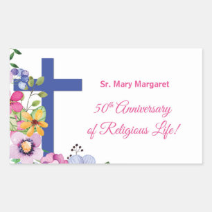 Sticker Rectangulaire Personnaliser, 50e anniversaire Nun vie religieuse