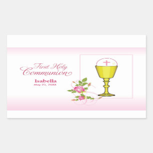 Sticker Rectangulaire Personnaliser le nom de fille rose Première commun