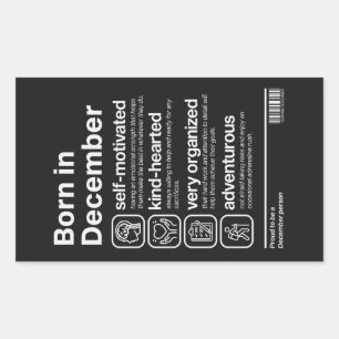 Sticker Rectangulaire Personnalité de Né en Décembre