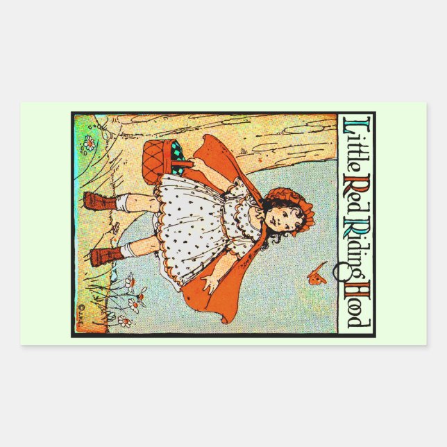 Sticker Rectangulaire Petit chapeau rouge Vintage mou (Devant)