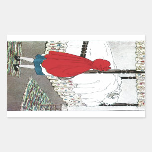 Sticker Rectangulaire Petit Chaperon Rouge : Quelles Grâces Oreilles Vou