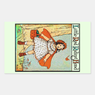 Sticker Rectangulaire Petit Chaperon Rouge Vintage Mignon