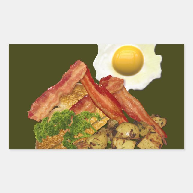 Sticker Rectangulaire Petit-déjeuner Oeufs de bacon paysager (Devant)