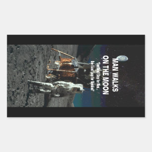 Sticker Rectangulaire Petit pas pour l'homme sur la lune Un bond géant p