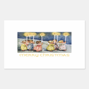 Sticker Rectangulaire Petits anges de Joyeux Noël