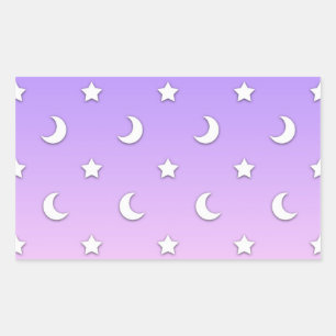 Sticker Rectangulaire Petits motifs d'étoiles et de lunes blanches